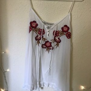 American Rag White tank top with flowers Sz XXL